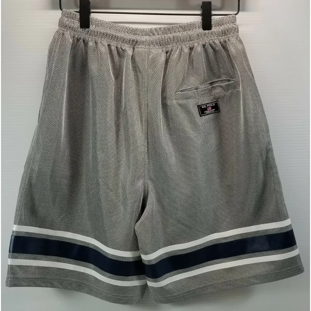 a3)Vintage Kid USPA US Polo Association Mesh Shorts Gray Large 16/18 Polyester